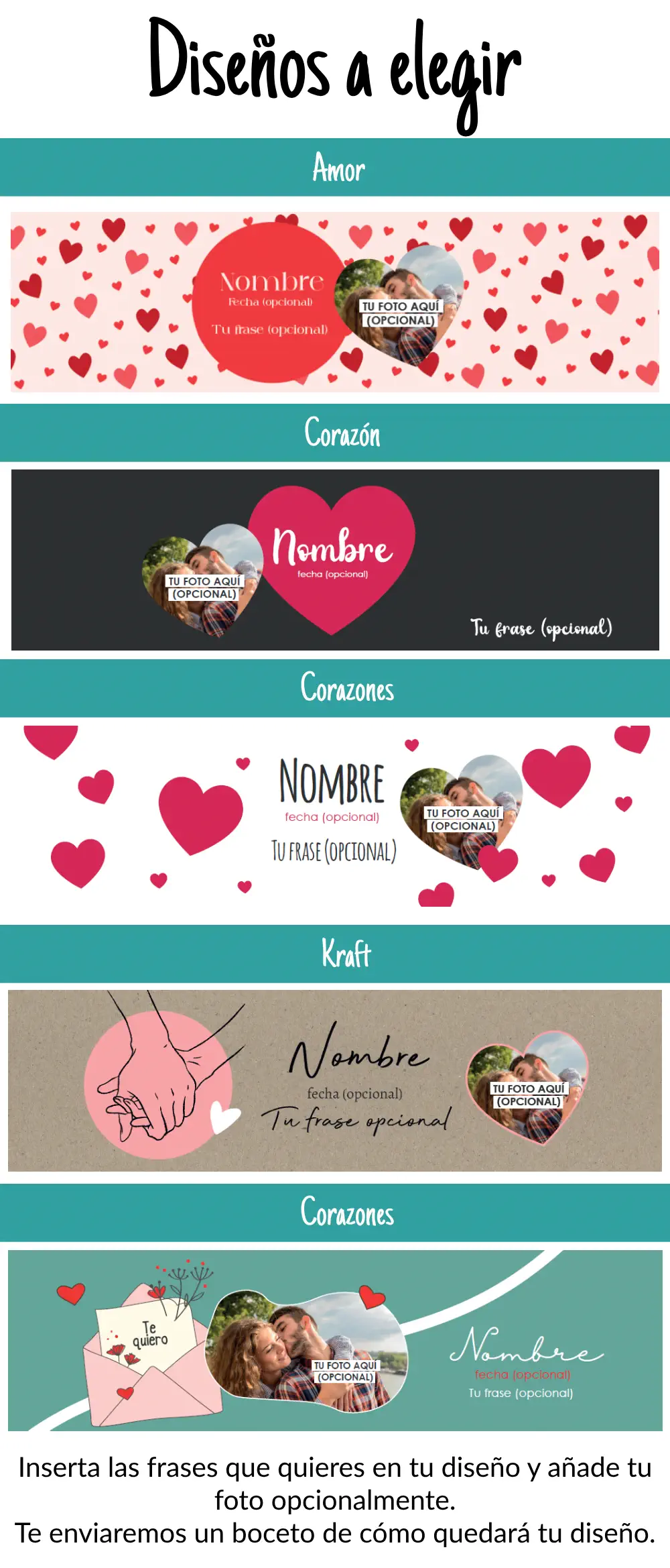 size chart diseños horizontales san valentín